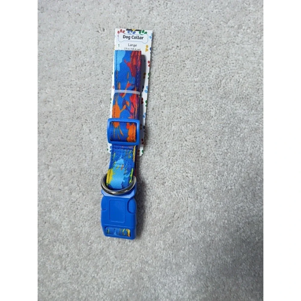 New Heavy Duty Nylon Multi Color Clip On/Off Pet Collar Large 23 In